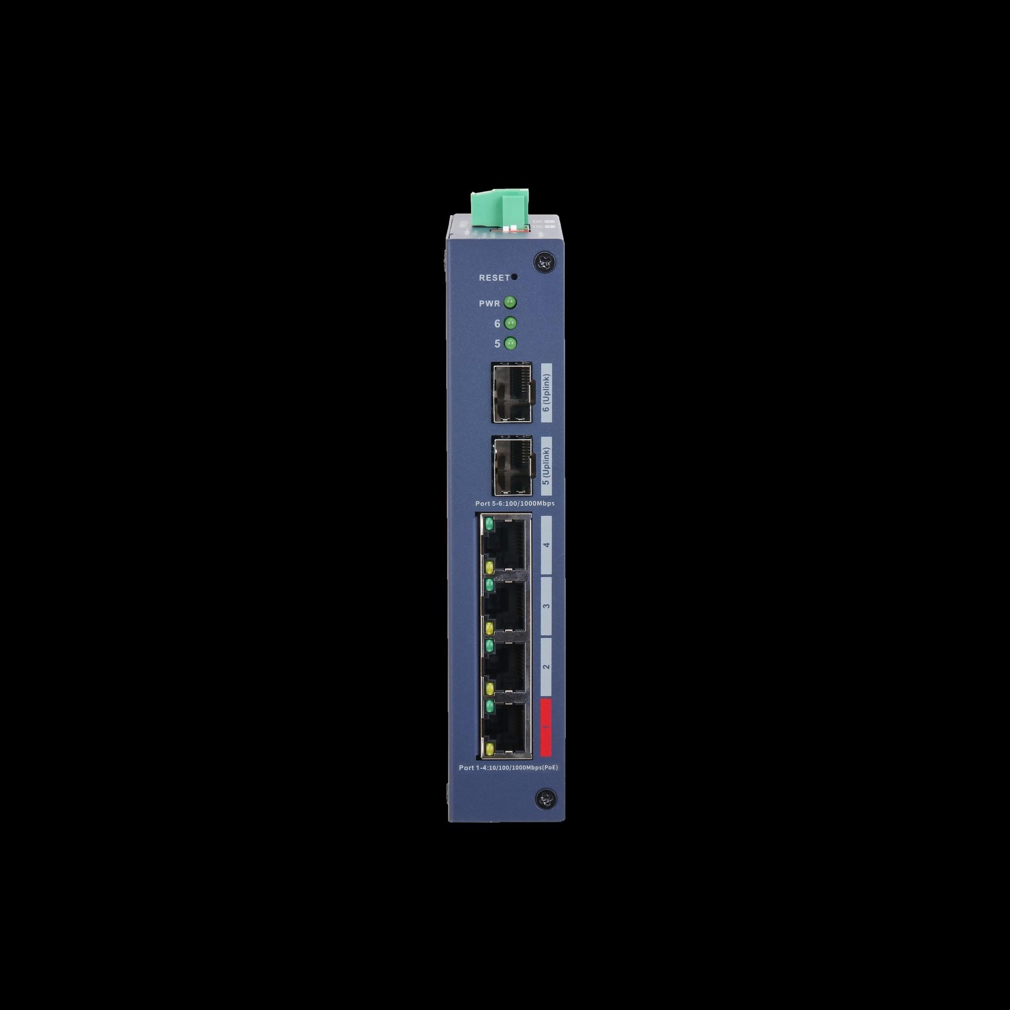 DAHUA DH-CHS4206-4GT-90 4-портовый гигабитный PoE коммутатор с функцией облачного управления 4 RJ45 10/100/1000Мбит/с (PoE/PoE+/Hi-PoE/IEEE 802.3bt), 2 SFP 1000Мбит/с (uplink)