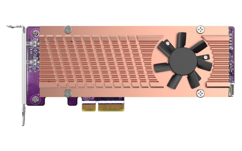 Плата расширения/ QNAP QM2-2P-244A 2 x M.2 22110 or 2280 PCIe (Gen2 x 4) NVMe SSD slots  expansion card, Low-profile bracket pre-loaded, Low-profile flat and Full-height are bundled (shorter version to support TVS-x82/TS-x77 PCIe slot 2 & slot 3)