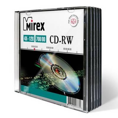 Диск CD-RW Mirex 700 Mb, 12х, Slim Case (5), (5/200), UL121002A8F