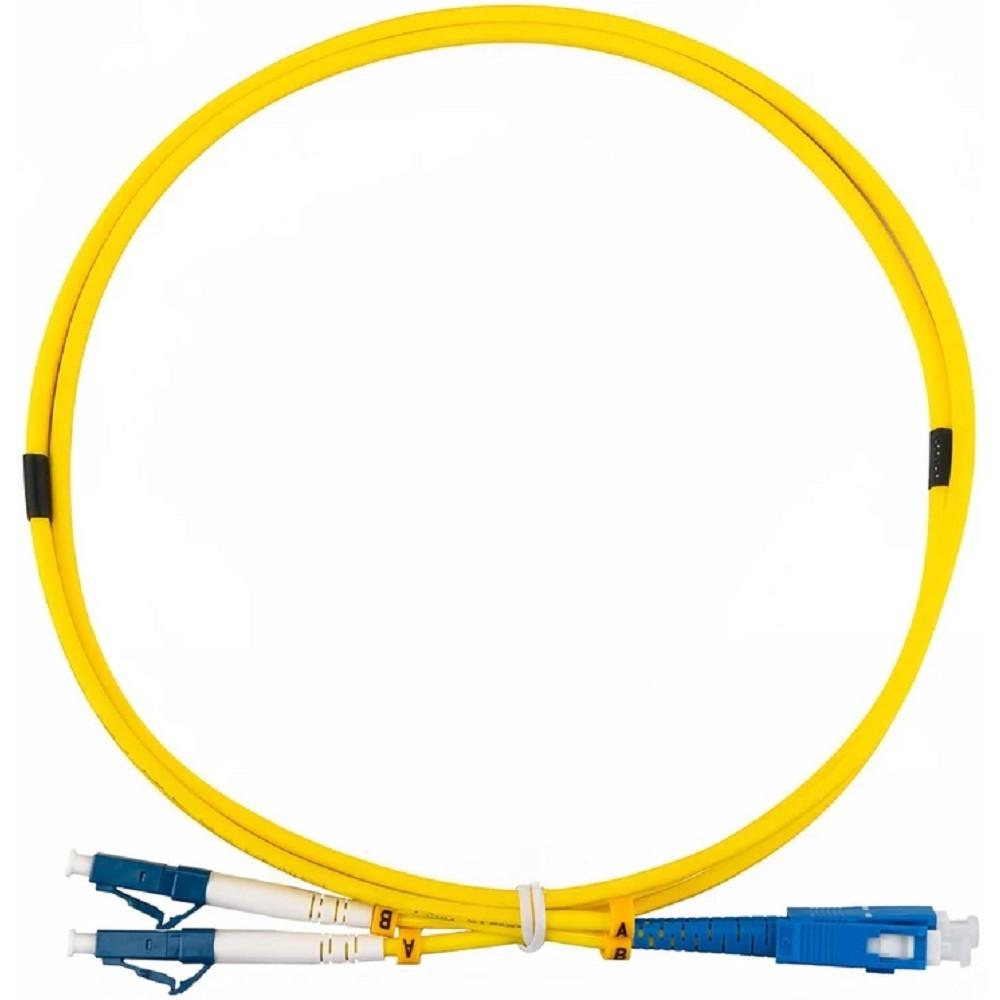 Rexant (50-2114-2) Патч-корд оптический одномодовый (SM) 9/125 OS2 разъемы zip-cord LC/UPC-SC/UPC 3мм Duplex LSZH 2м желтый