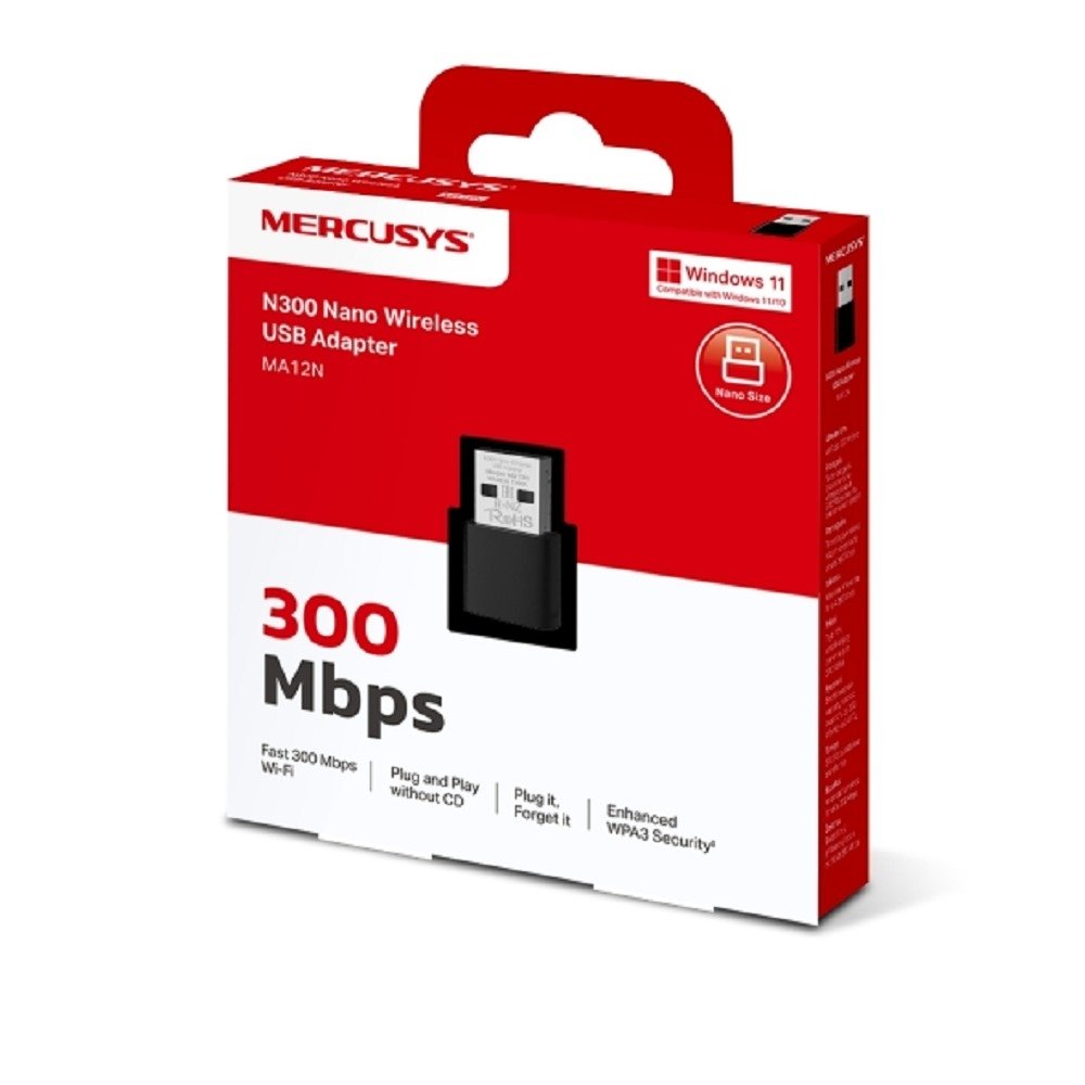 Mercusys MA12N Сверхкомпактный USB-адаптер с поддержкой Wi-Fi N300