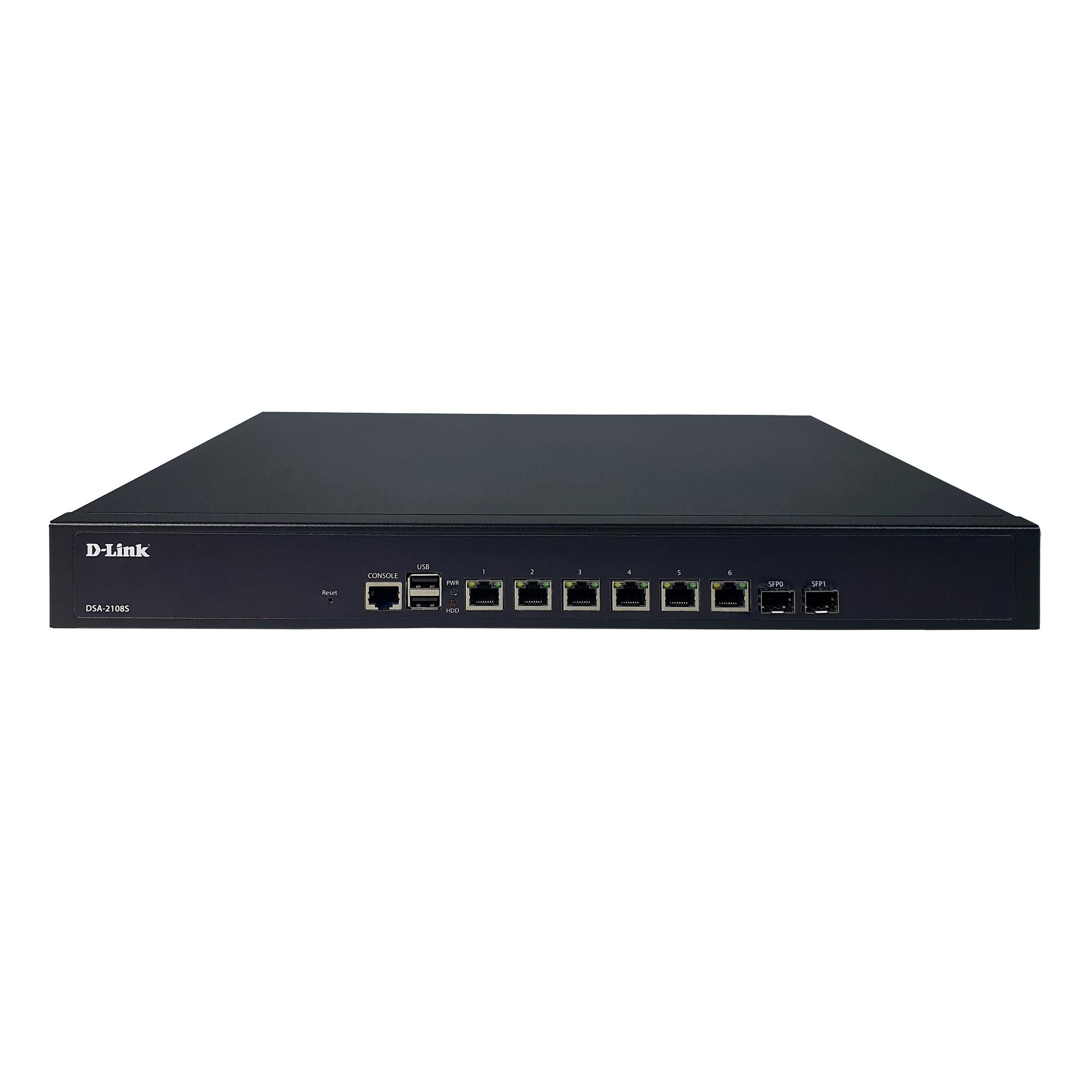 D-Link DSA-2108S/A2A Сервисный маршрутизатор с 8 настраиваемыми портами (6x10/100/1000Base-T, 2x1000Base-X SFP) и 2 USB-портами