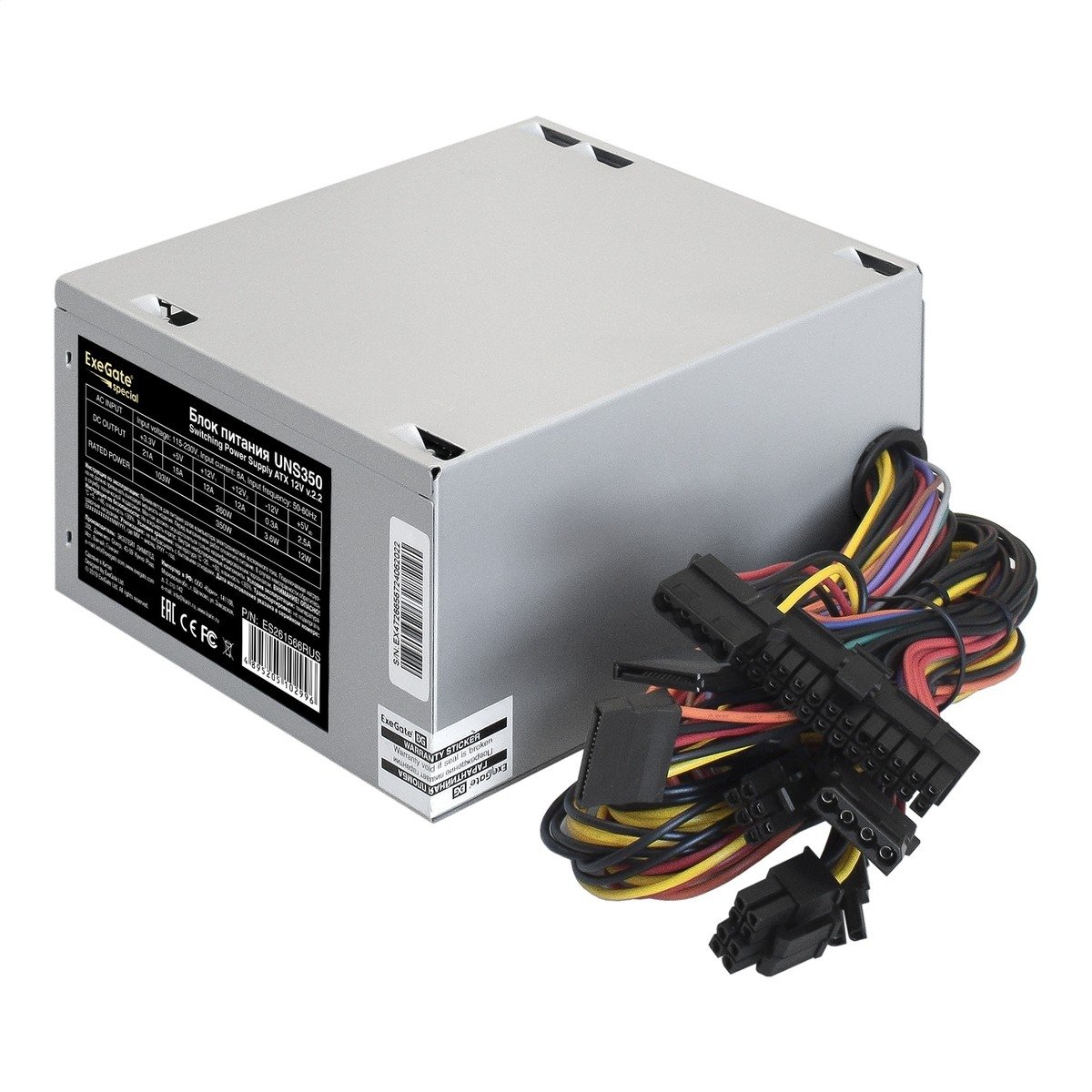 Exegate ES261566RUS Блок питания 350W Exegate Special UNS350, ATX, 12cm fan, 24p+4p, 3*SATA, 2*IDE, FDD