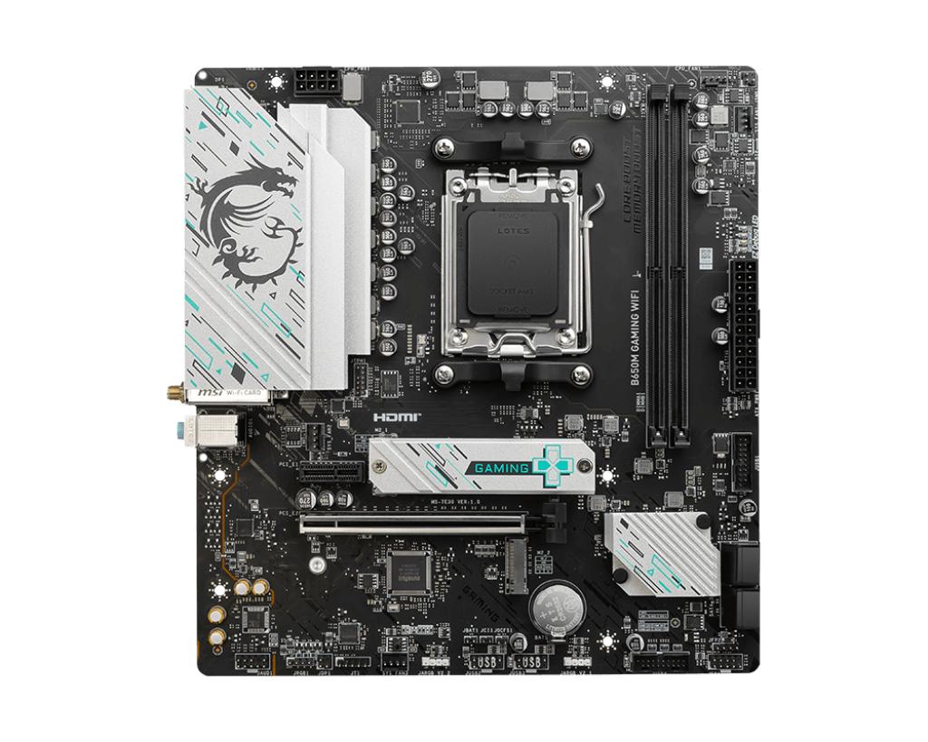 Материнская плата/ MB MSI AMD B650 sAM5, 2xDDR5(128GB), HDMI 2.1/DP, 1xPCIe 4.0x16, 1xPCIe 3.0, 1xLAN (2.5GbE), Wi-Fi, BT, 4xSATA 6Gb/s, 2xM.2, 1xUSB-C, 3xUSB 3.2, 2xUSB 2.0, mATX, B650M GAMING WIFI