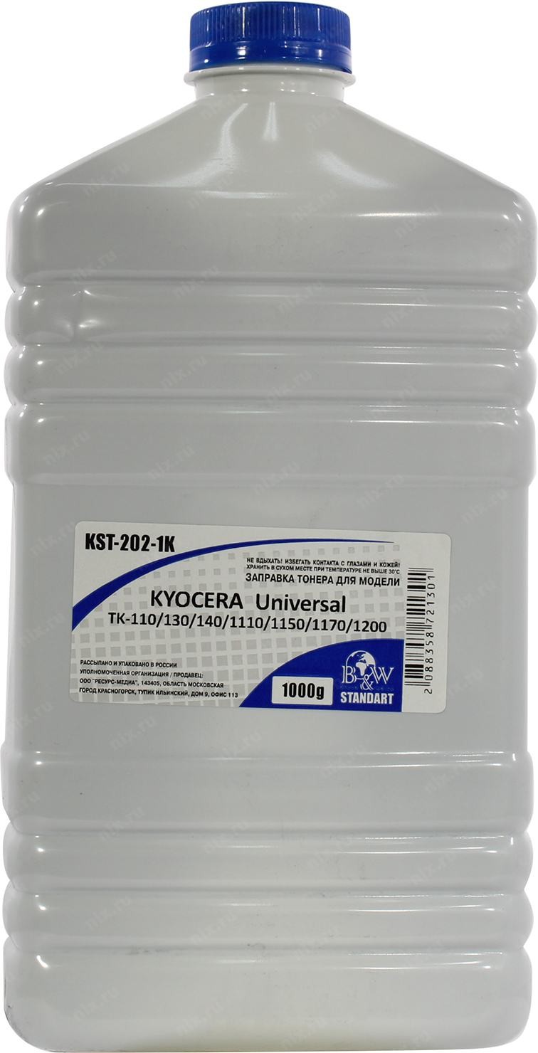 Тонер для Kyocera Universal (TK-110/130/140/160/170/1100/1130/1140/1150/1160/1170) (кан. 1кг) B&W Standart фас.Россия, KST-202-1K