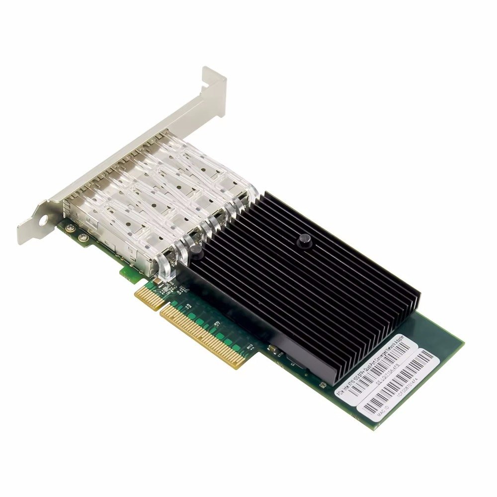 ORIENT XWT-INT710PE8 4SFP+, Сетевая карта PCI-Ex8 v3.0 4xSFP+ 10Gbps Converged Server NIC, Intel X710 chipset, 10/1 Гбит/с, 2 планки крепления в комплекте (33289)