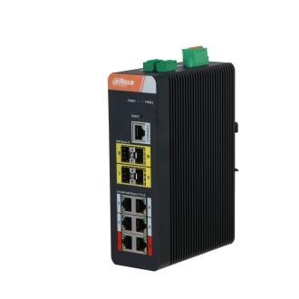 DAHUA DH-IS4410-6GT-120 10-портовый гигабитный управляемый коммутатор с PoE, промышленное исполнение, 6xRJ45 1Gb, 4xSFP 1Gb, суммарно 120Вт, коммутация 56Гбит/с, MAC-таблица 8К