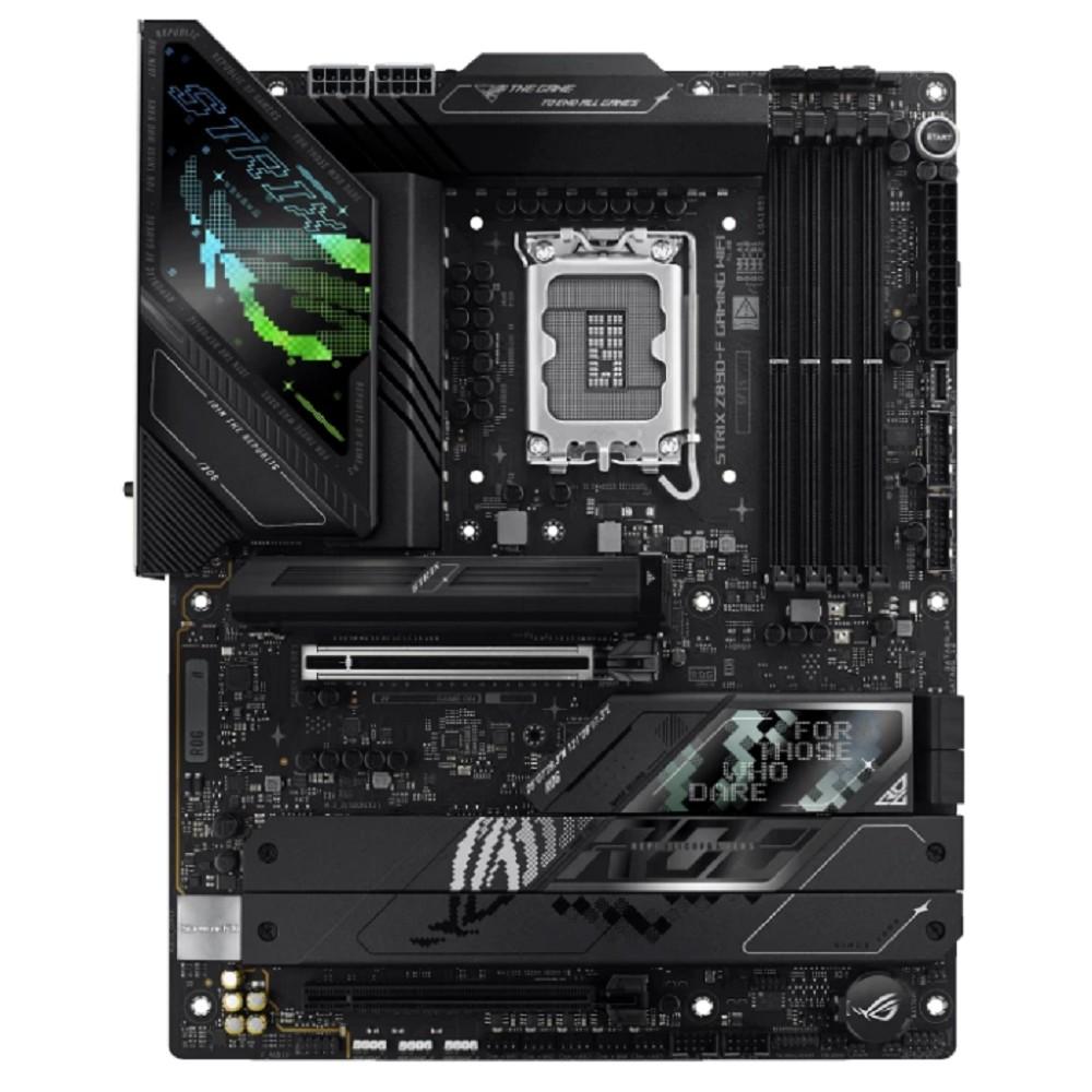 ASUS ROG STRIX Z890-F GAMING WIFI  (Socket 1851,ATX, 4xDDR5(192GB), 1xPCIe 5.0x16/1xPCIe 4.0x16/1xLAN (2.5GbE), Wi-Fi, BT, 4xSATA 6Gb/s, 5xM.2, 2xThunderbolt 4 (USB-C), 2xType-C, 10xUSB 3.2, ATX)