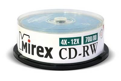 Диск CD-RW Mirex 700 Mb, 12х, Cake Box (25), (25/300), UL121002A8M