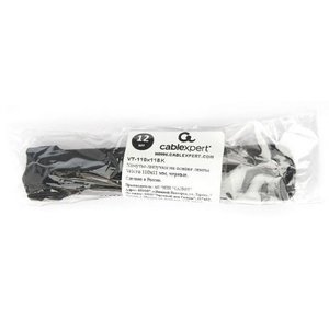 Cablexpert Хомуты-липучки на основе ленты Velcro® VT-145x11BK  145 x 11 мм, черные (12 шт.)