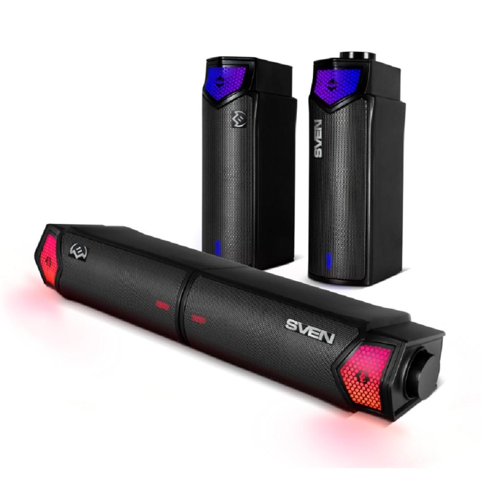 Саундбар мини SVEN SB-G1450, черный (10 Вт, питание USB, Bluetooth, подсветка), SV-022488