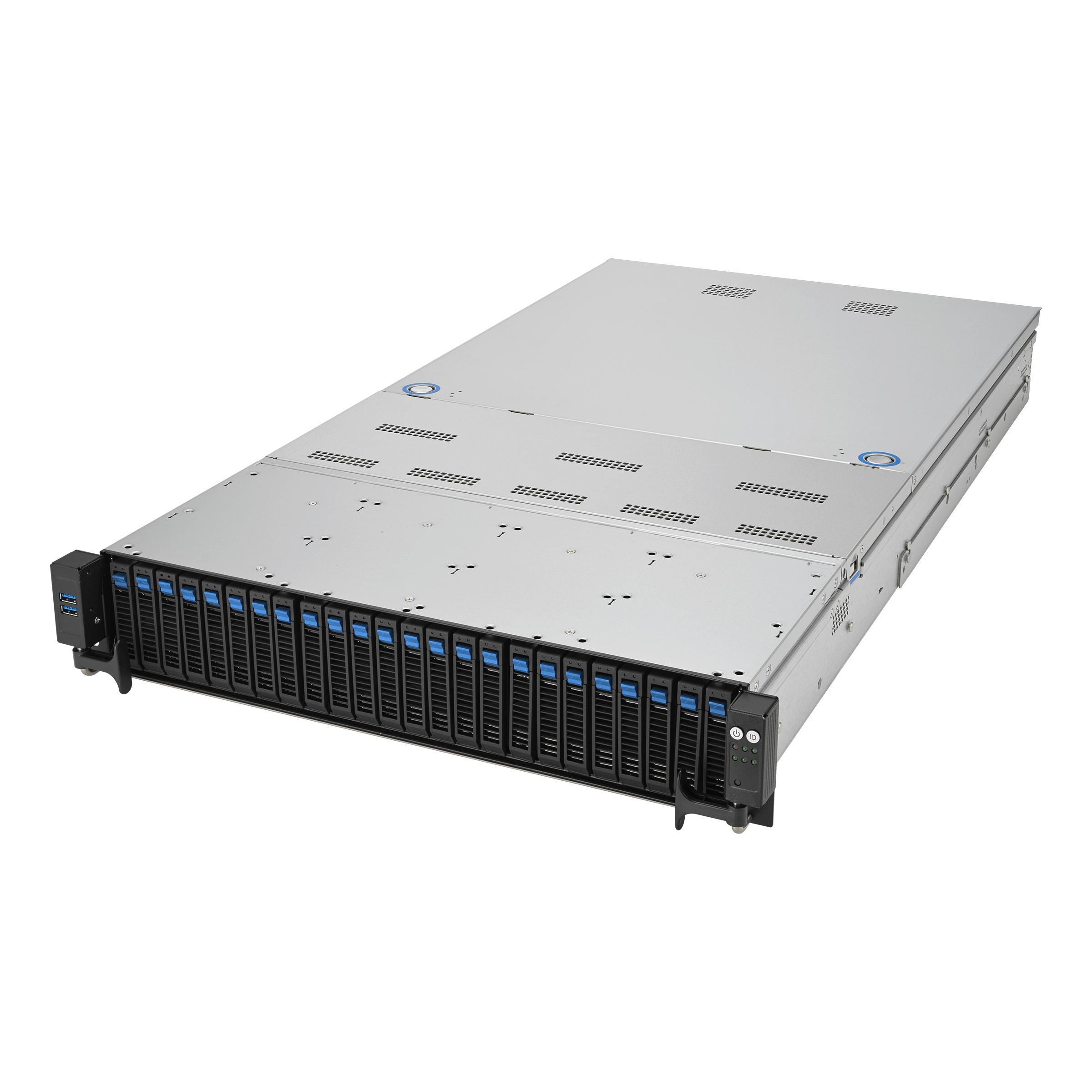 Серверная платформа/ ASUS RS720-E11-RS24U 2U, 2x LGA4677, Intel C741, 32x 5600/4800 MHz (1DPC)/4400(2DPC), 24x 2.5" hs NVMe, 2x M.2, 4x PCIe 5.0, 1 dual-slot GPU, 1x OCP 3.0, 2x 10Gbe RJ45(Intel X710-AT2), 1+1 2600W PWS, 90SF01Z1-M008V0