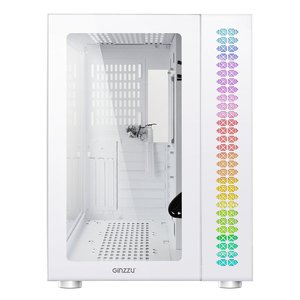 Ginzzu V560 RGB подсветка, закаленное стекло 1*USB 3.0,1*USB 2.0, AU Белый ATX