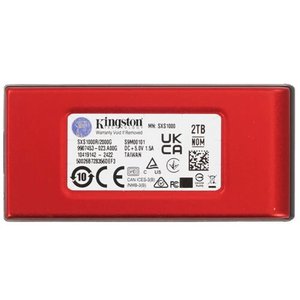 Kingston Portable SSD 2TB [SXS1000R/2000G] XS1000R, Type-C/A, USB 3.2 Gen 2, R/W 1050/1000MB/s, 70x33x14mm, 29g., Red (5 лет)