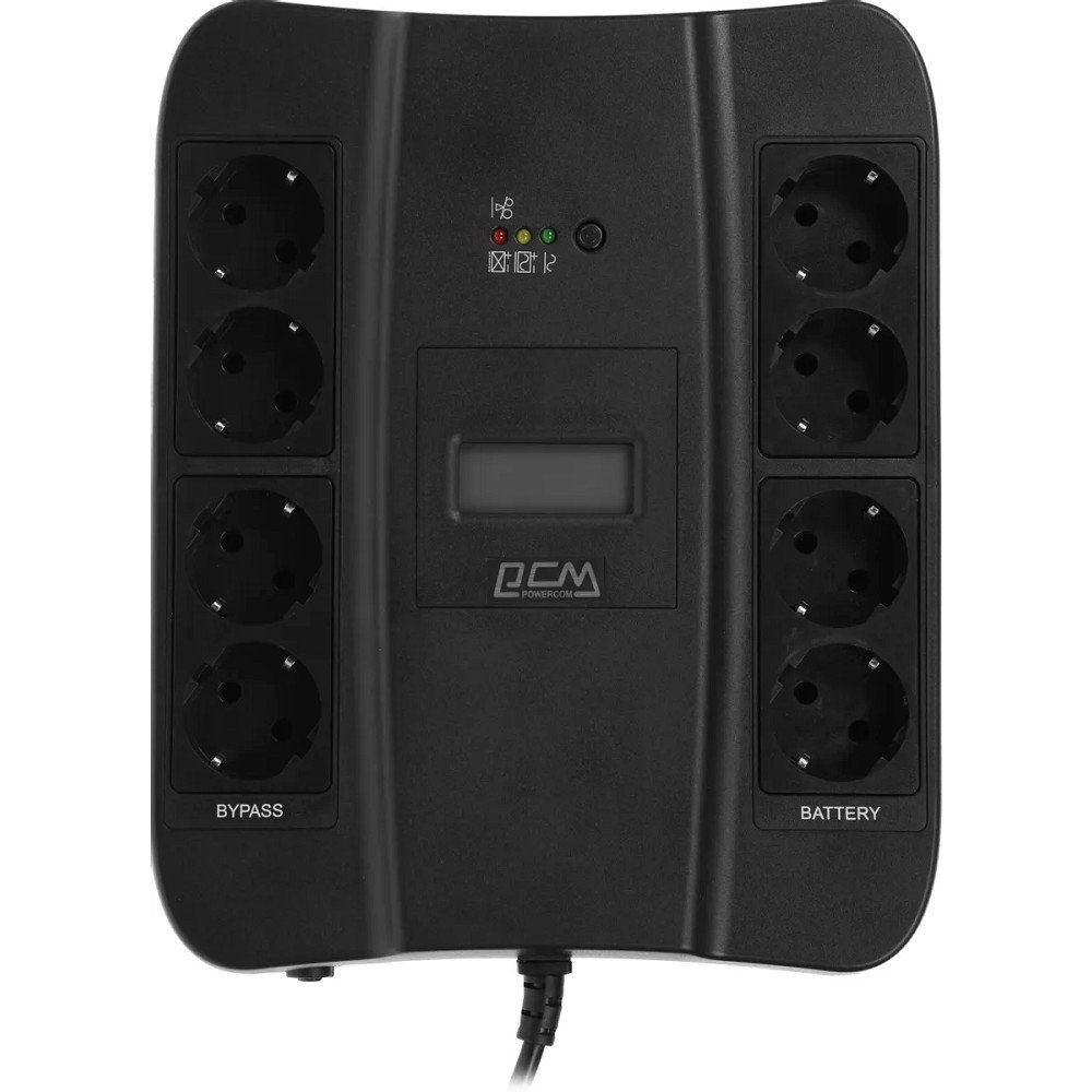 PowerCom Spider SPD-900U LCD ИБП {Line-Interactive, 900VA / 540W, 8xEURO: 4 с резервным питанием, 4 с фильтрацией, USB} (1168465)