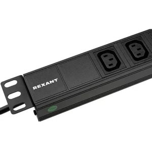 Rexant (04-0304-1) Блок распределения питания для 19" шкафов, горизонтальный, 8 розеток C13, 10A, без выкл, алюм корп, шнур 2м, вилка C14
