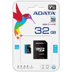 Micro SecureDigital 32Gb A-DATA AUSDH32GUICL10A1-RA1 {MicroSDHC Class 10 UHS-I, SD adapter}