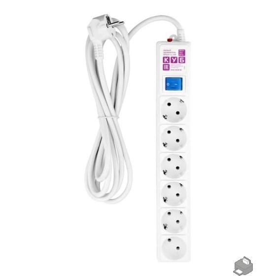 Power Cube Фильтр-удлинитель (SPG6-16-3М) 3.0 м 6 розеток, 16А/3,5кВт, серый