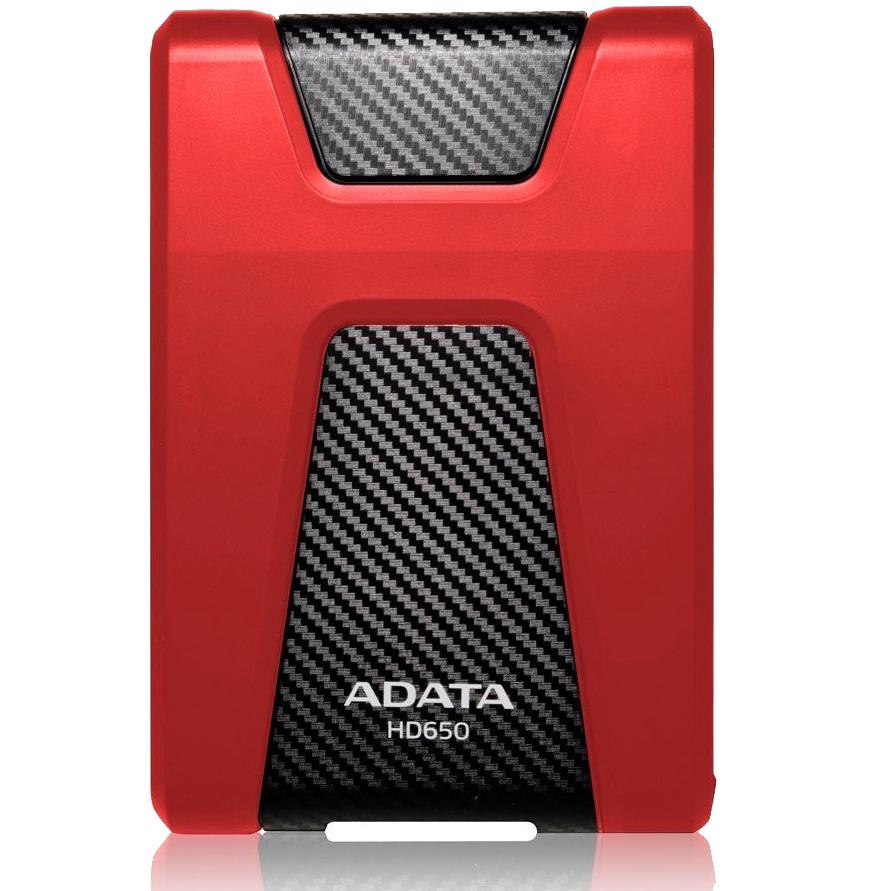 Жесткий диск внешний/ Portable HDD 1TB ADATA HD650 (Red), Silicone, USB 3.2 Gen1, 121x81x21mm, 201g /3 года/, AHD650-1TU31-CRD