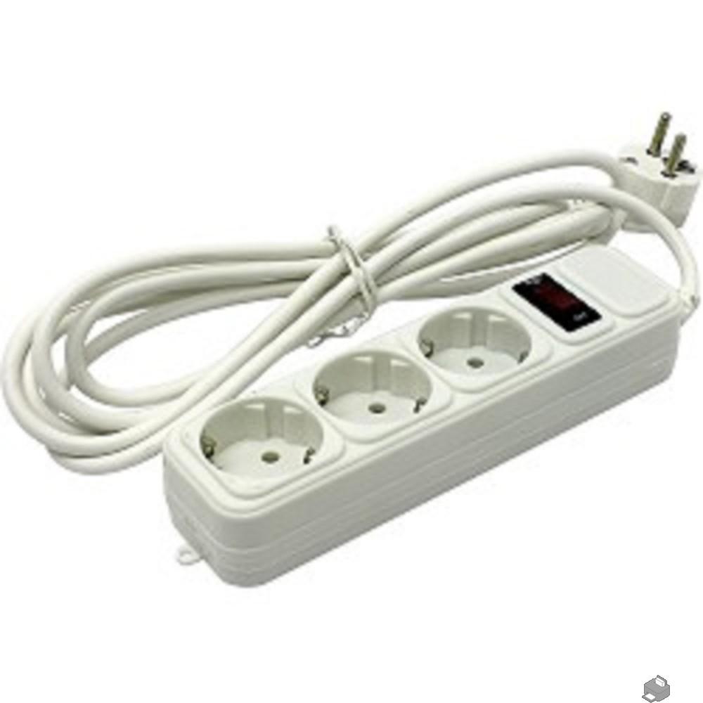 Exegate EX221181RUS Сетевой фильтр Exegate SP-3-3W (3 розетки, 3м, евровилка, белый)