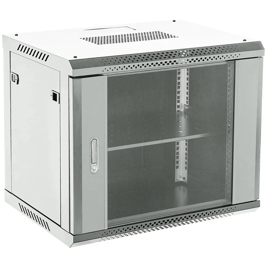 Rexant (04-1266-121) Настенный телекоммуникационный шкаф 19" 12U 600?600мм, дверь металл, с задней стенкой, разборный, серый (RAL 7035)