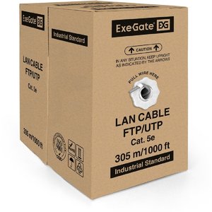 Exegate EX281817RUS Кабель Exegate  UTP4-C5e-CCA-S25-IN-PVC-GY-305 UTP 4 пары кат.5e CCA, 25AWG, бухта 305м, серый, PVC