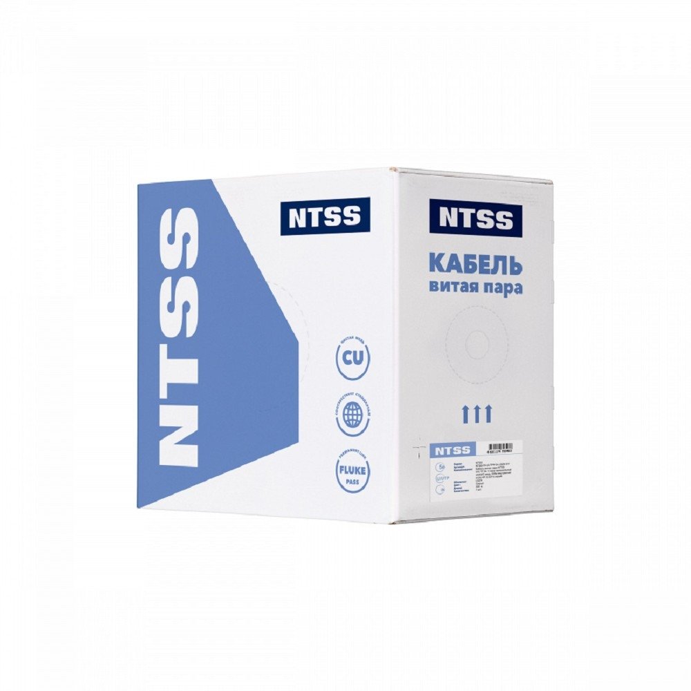 NTSS Кабель витая пара NTSS U/UTP 5e 4 пары одножильный 24AWG медь 305м внутренний нг(А)-HF (LSZH) серый NTSS-IN-UUTP4-5e-LSZH-GY
