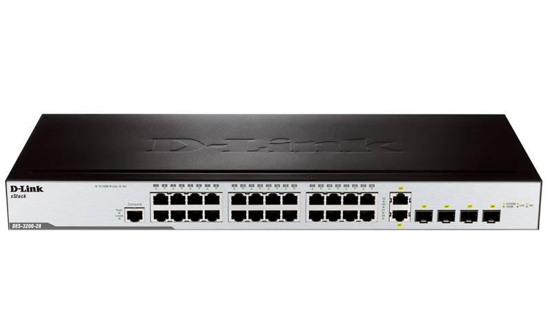 D-Link DES-3200-28/C1A Управляемый L2 коммутатор с 24 портами 10/100Base-TX, 2 портами 100/1000Base-X SFP