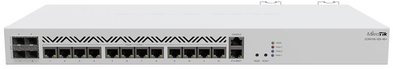 Маршрутизатор MikroTik Cloud Core Router 2116-12G-4S+ with Amazon Annapurna Labs Alpine v3 AL73400 CPU (16-cores, 2GHz per core), 16GB RAM, 4xSFP+ cage, 13xGbit LAN, 1U rackmount case, (repl.CCR1036-12G-4S), CCR2116-12G-4S+
