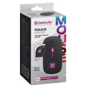 Defender Touch MM-997 { Беспроводная оптическая мышь, черн,2.4+BT,RGB,500mAh,бесшумн } [52997]