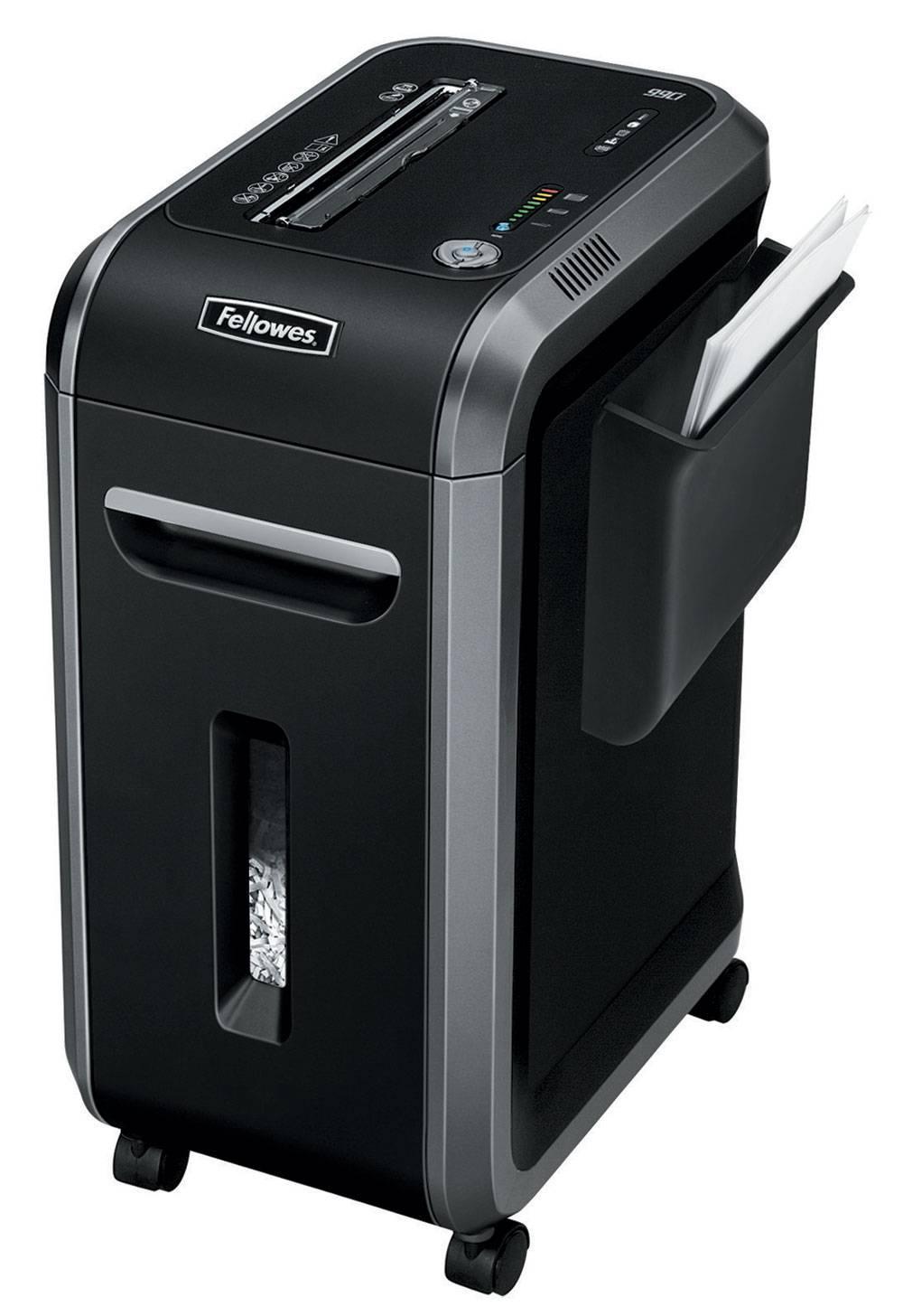 Fellowes® Шредер 99Ci.  (17 листов) , 34 литра, 3,9х38 мм (класс 4), 100%Jam Proof, уничтожает: скобы/скрепки/карты/CD, FS-46910