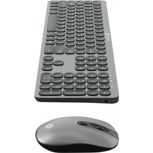 Клавиатура + мышь Oklick 300M клав:серый мышь:серый/черный USB беспроводная slim [1488402]