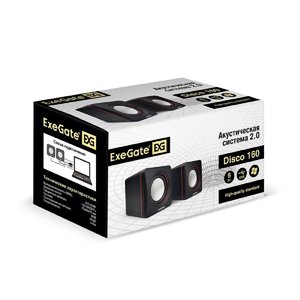 Exegate EX287050RUS Акустическая система 2.0 ExeGate Disco 160 (питание USB, 2х3Вт (6Вт RMS), 100-20000Гц, черный)