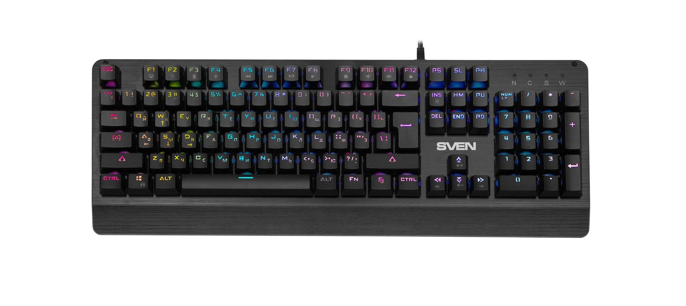 SVEN Клавиатура игровая механическая KB-G9700 (104 кл.+12Fn,RED switch, RGB, мет. корпус), SV-015831