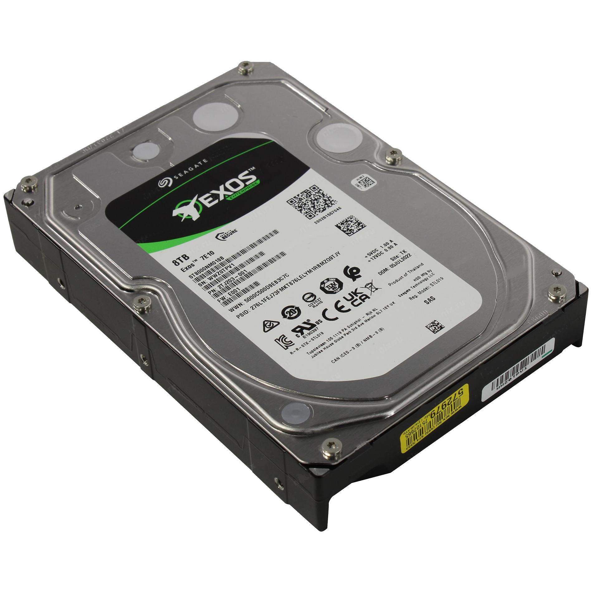 Жесткий диск/ HDD Seagate SAS 8Tb Exos 7E10 12Gb/s 7200 256Mb 1 year warranty (replacement ST8000NM001A, MG10SDA800E, HUS728T8TAL5204, HUH728080AL4204), ST8000NM018B