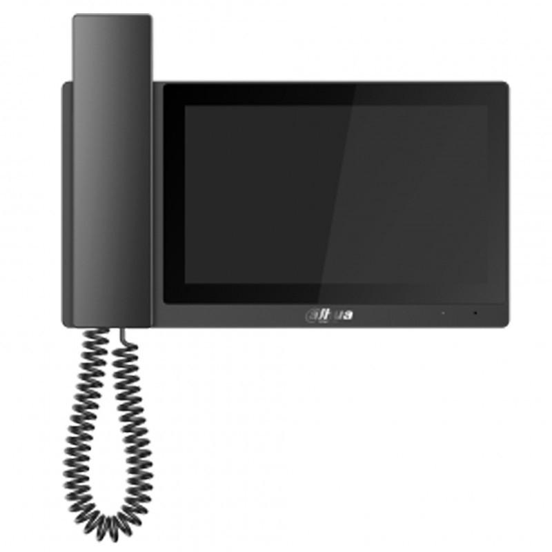 DAHUA DH-VTH5421E-H Монитор видеодомофона IP 7-и дюймовый, с трубкой, черный, ёмкостной сенсорный экран, поддержка micro-SD до 32Гб, питание DC 12В/PoE