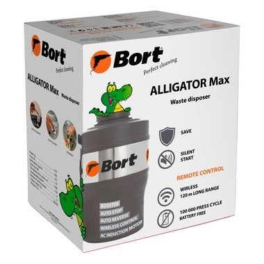 Bort Измельчитель пищевых отходов Alligator Max {Мощность 560 Вт; Объем камеры 1600 мл ;Размер 365х210 мм;9,6 (9,6) кг; 35 x 26,5 x 41;  гарантия 2 г} [93410778]