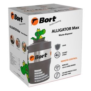 Bort Измельчитель пищевых отходов Alligator Max {Мощность 560 Вт; Объем камеры 1600 мл ;Размер 365х210 мм;9,6 (9,6) кг; 35 x 26,5 x 41;  гарантия 2 г} [93410778]