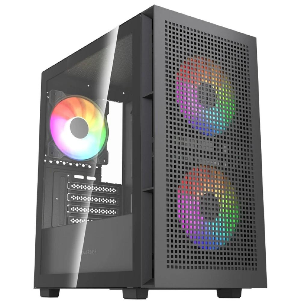 Powercase Корпус Mistral SM05 ARGB, Tempered Glass, 3x120mm ARGB PWM fans, чёрный, mATX  (CMMSM05B-A3)
