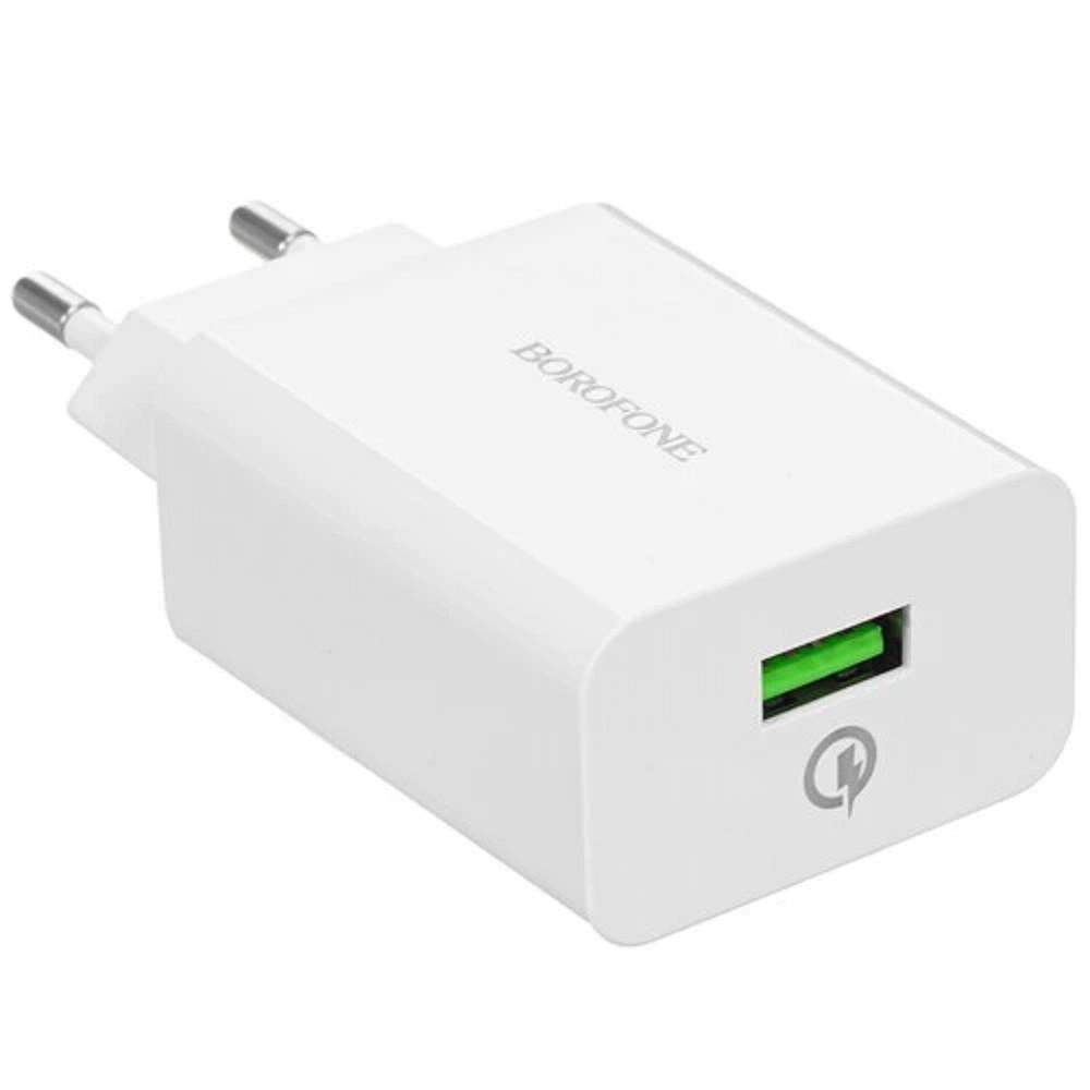 BOROFONE BA21A/ Сетевое ЗУ/ QC 3.0/ 1 USB/ Выход: 5V_9V_12V, 18W/ White, B-02067