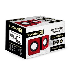 Exegate EX289920RUS Акустическая система 2.0 ExeGate Disco 140 Red (питание USB, 2х3Вт (6Вт RMS), 100-20000Гц, красный)