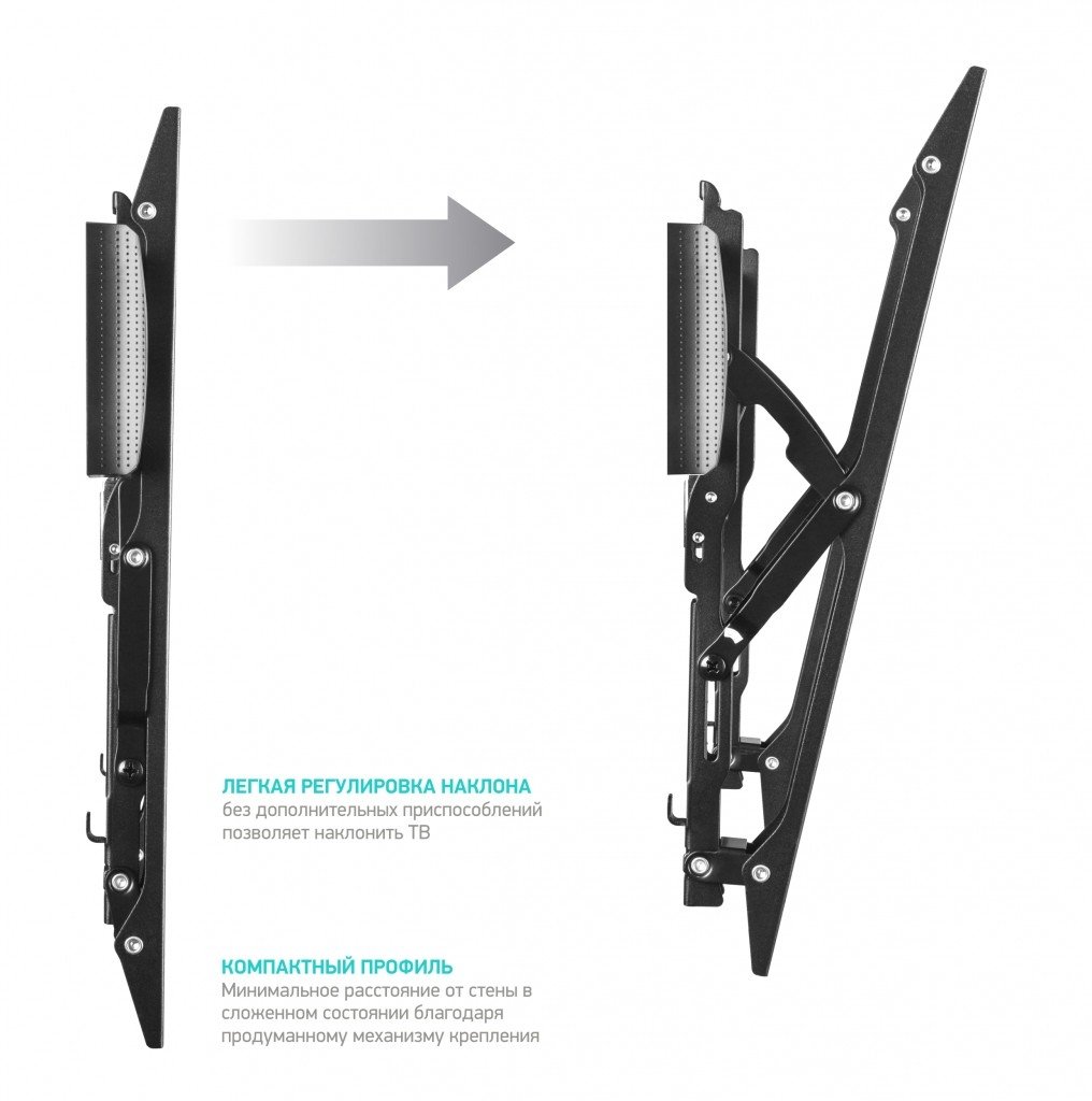 ONKRON TM6 чёрный {43"-85" Максимальная нагрузка: 36,4 кг  VESA: 75x75, 100x100, 100x200, 200x100, 200x200, 200x300, 200x400, 300x100, 300x200, 300x300, 300x400,  400x200}, 4603728440200