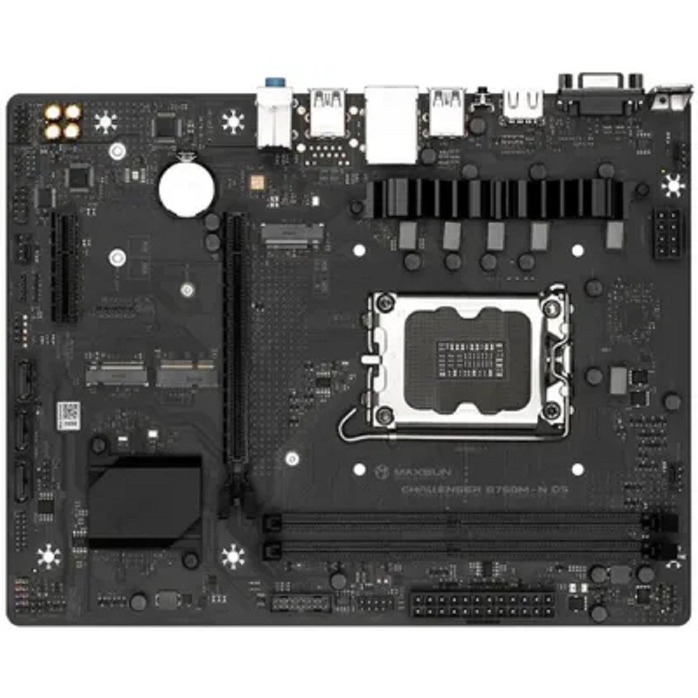 MAXSUN MS-Challenger B760M-N D5 V2 (Socket 1700, mATX, 2*DDR5, VGA/HDMI, 3*SATA3, 2*M.2, 1xPCI-E x16 /1xPCI-E x4, 4*USB 2.0,  2*USB 3.2 Gen1 , LAN 1*1G,  RTL)