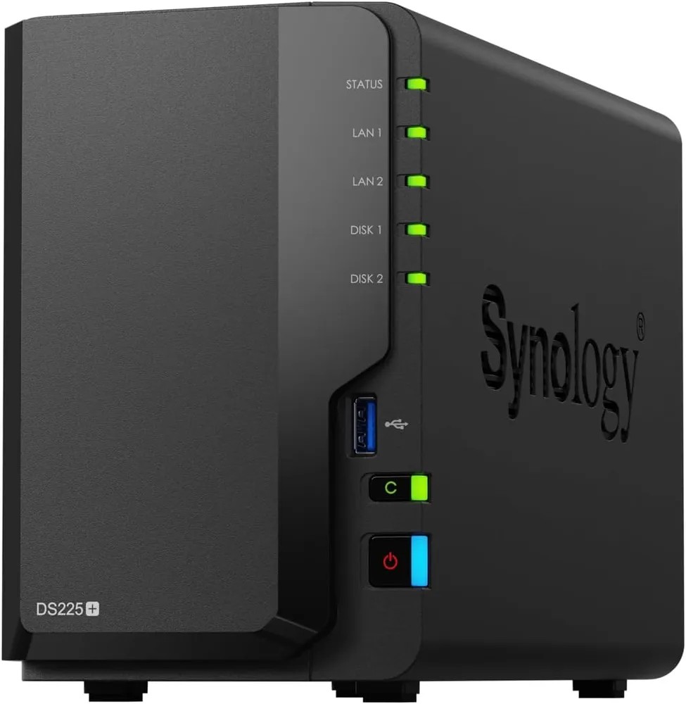 Система хранения данных Synology QC 2,0GhzCPU/2Gb(6)/RAID0,1/upto 2HP HDD SATA(3.5', 2.5')/2xUSB3.2/1xGbE/1x2,5GbE/iSCSI/2xIPcam/1xPS /1YW (repl DS224+), DS225+