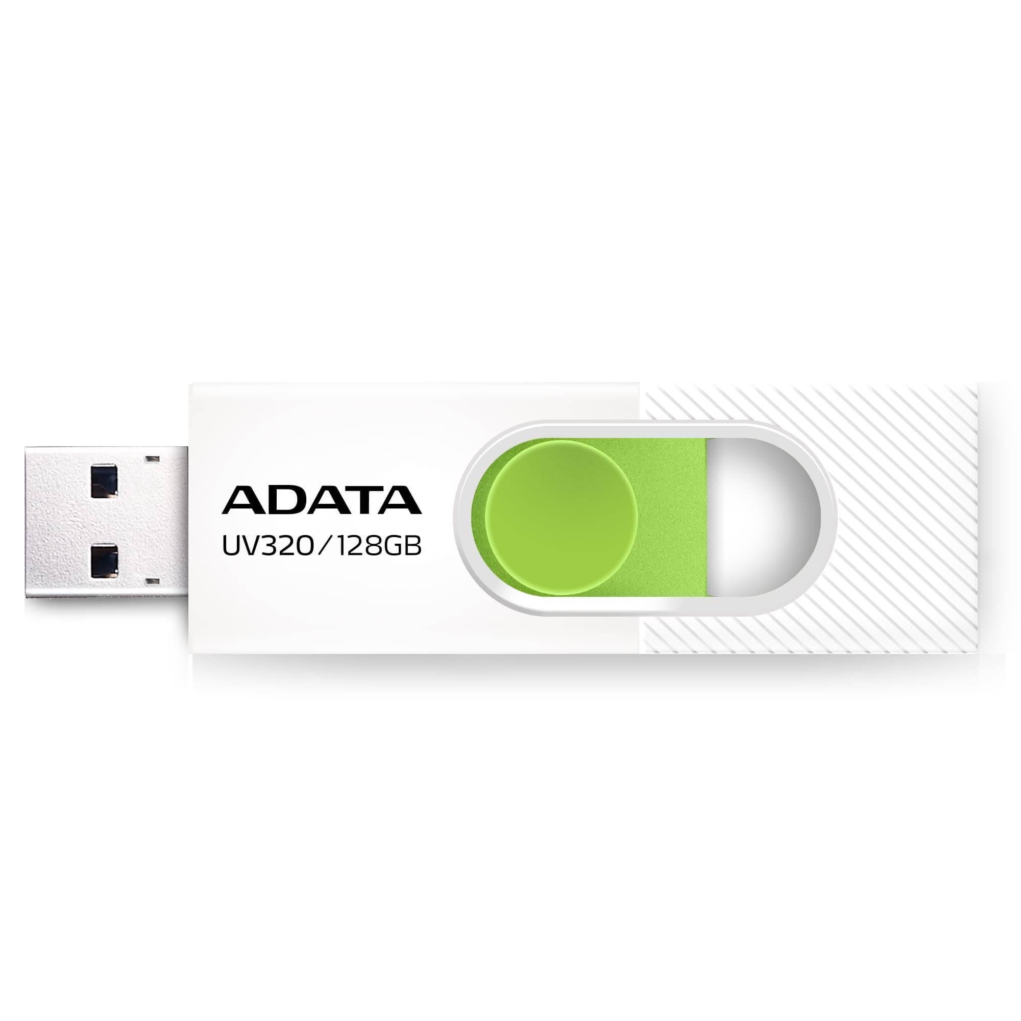 Флеш накопитель 128GB A-DATA UV320, USB 3.2, белый/зеленый, AUV320-128G-RWHGN