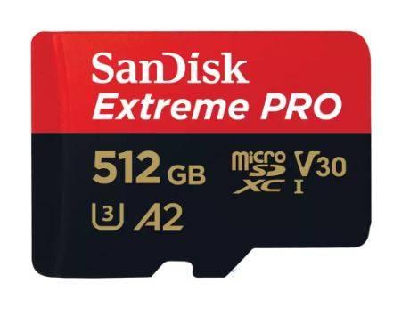 Флеш карта microSD 512GB SanDisk microSDXC Class 10 UHS-I A2 C10 V30 U3 Extreme Pro (SD адаптер) 200MB/s, SDSQXCD-512G-GN6MA