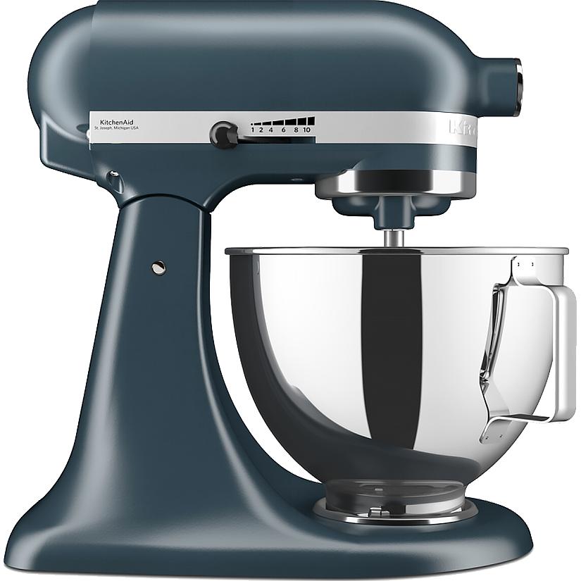 Настольный миксер KitchenAid, планетарное смешивание, 10 скоростей, объем чаши 4.3 л, откидной блок, цвет стальной синий, 5KSM95PSEBS