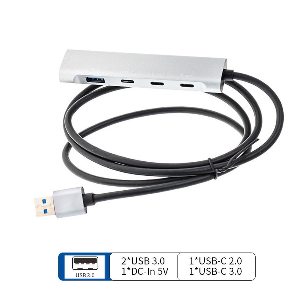 ORIENT CU-422A, разветвитель USB 3.2 Gen1 (5 Гбит/c), порты: 2xUSB-A + 1xUSB-C, 1 порт USB 2.0 USB-C, порт для доп.питания USB-C, алюм.корпус, кабель подключения USB Type-A, длина 1.2 метра (31334)
