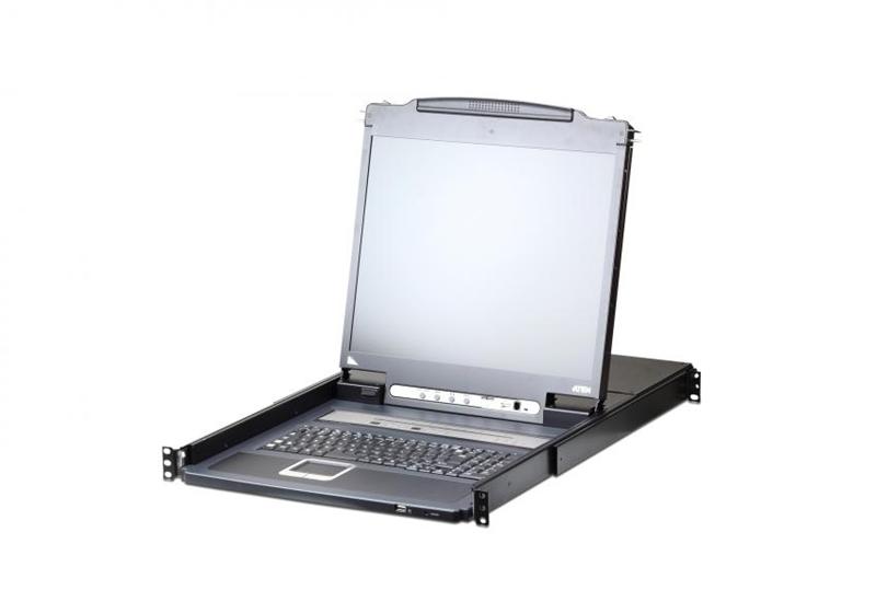 КВМ переключатель ATEN 19"1-Local/Remote Share Access 16-Port PS/2-USB VGA Single Rail LCD KVM over IP switch, CL5716IN-ATA-RG