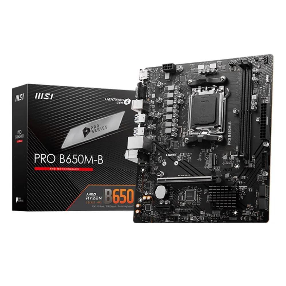 Материнская плата/ MB MSI AMD B650 sAM5, 2xDDR5(128GB), D-SUB/HDMI 2.1, 1xPCIe 4.0x16, 1xPCIe 3.0, 1xLAN (2.5GbE), 4xSATA 6Gb/s, 1xM.2, 4xUSB 3.2, 2xUSB 2.0, 2xPS/2, mATX, PRO B650M-B